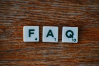 FAQ in Scrabble tiles