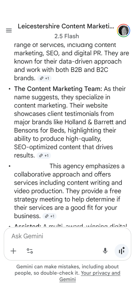 Google Gemini screenshot